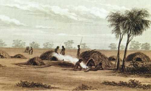 Indigenous Australian aboriginal Dwellings. 1847